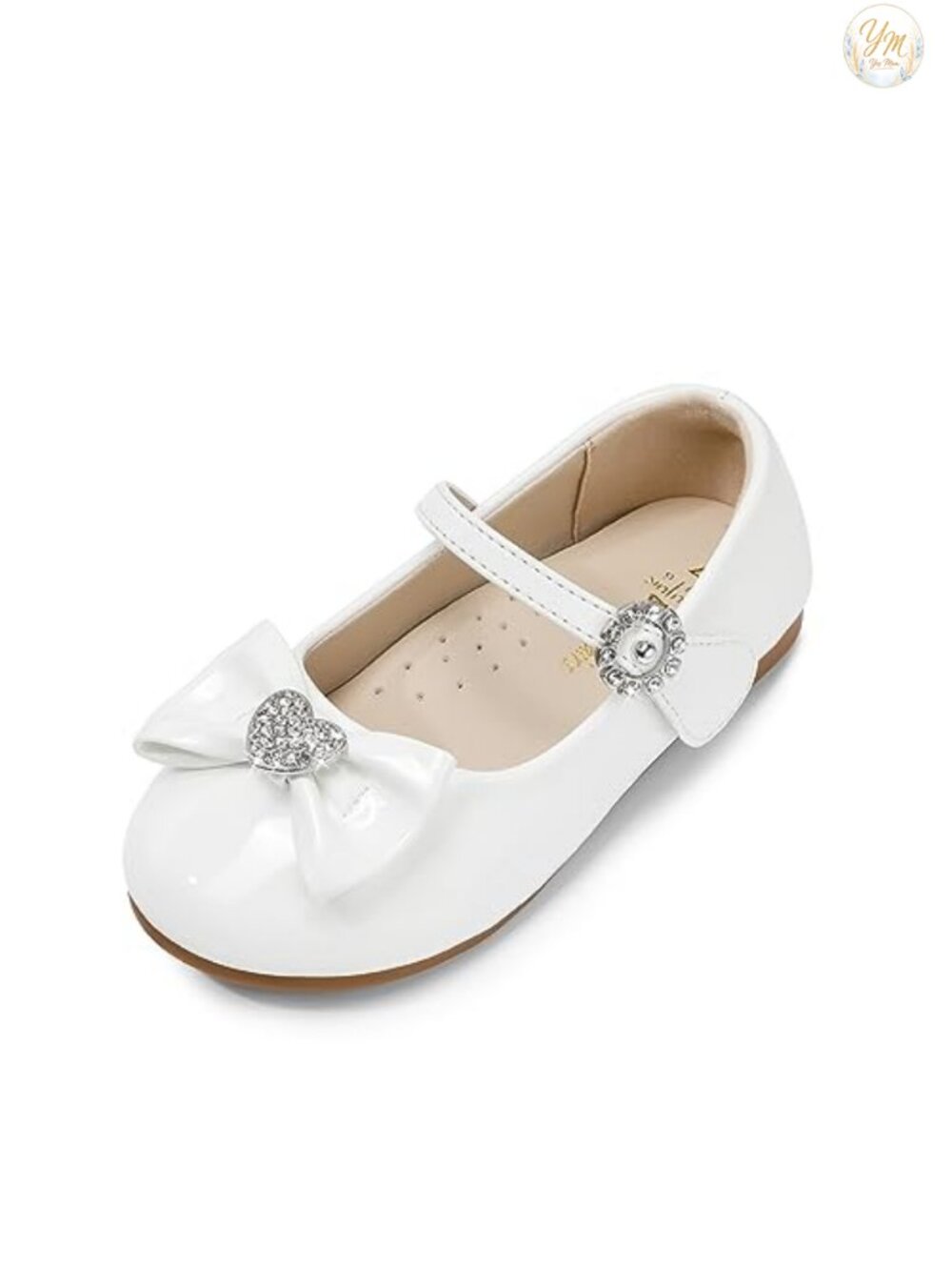 Girls Mary Jane Flats Bow Hook & Loop Dress Shoes Ballet Party Wedding